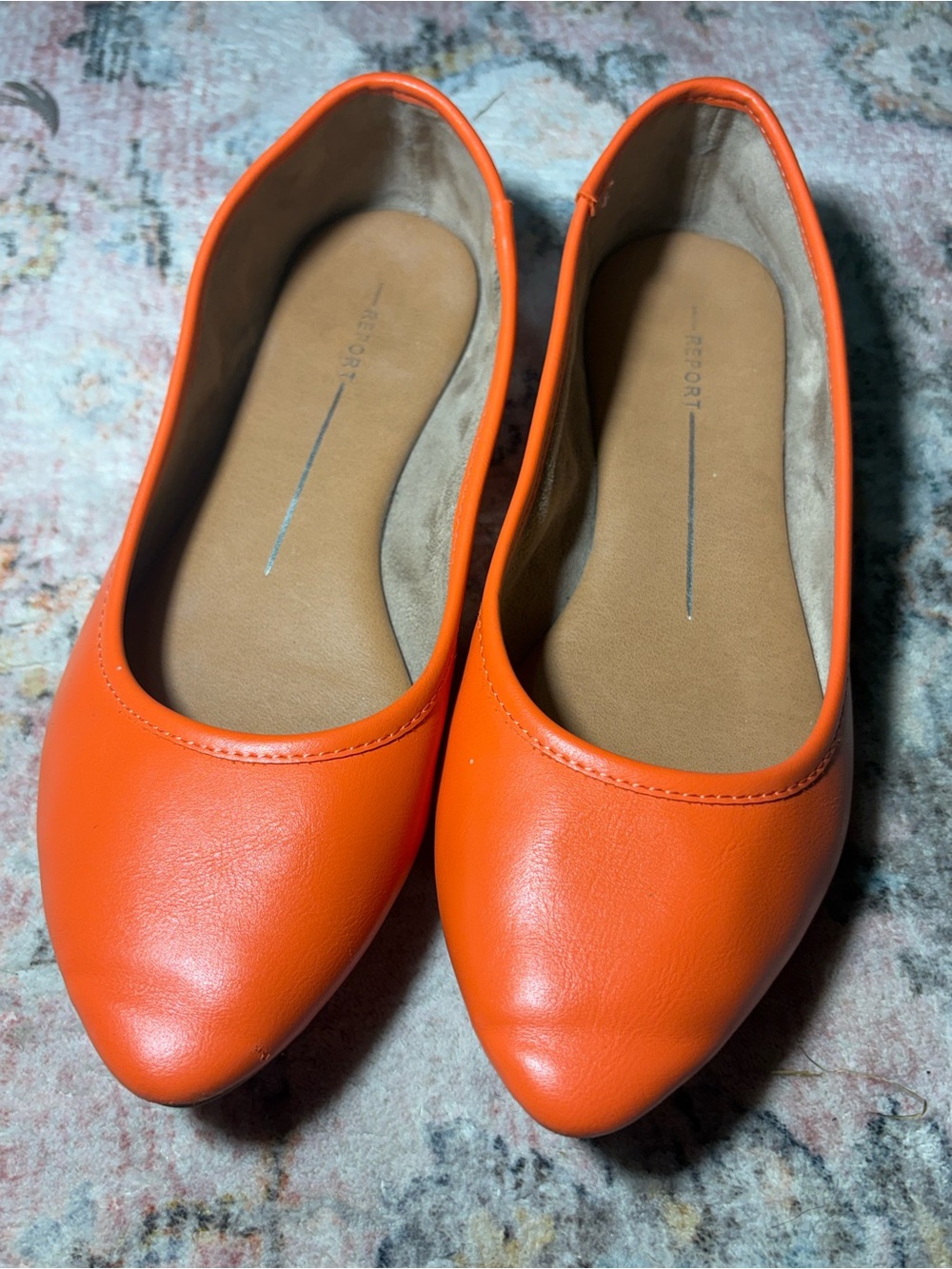 Report Orange Pointed Ballet Flats